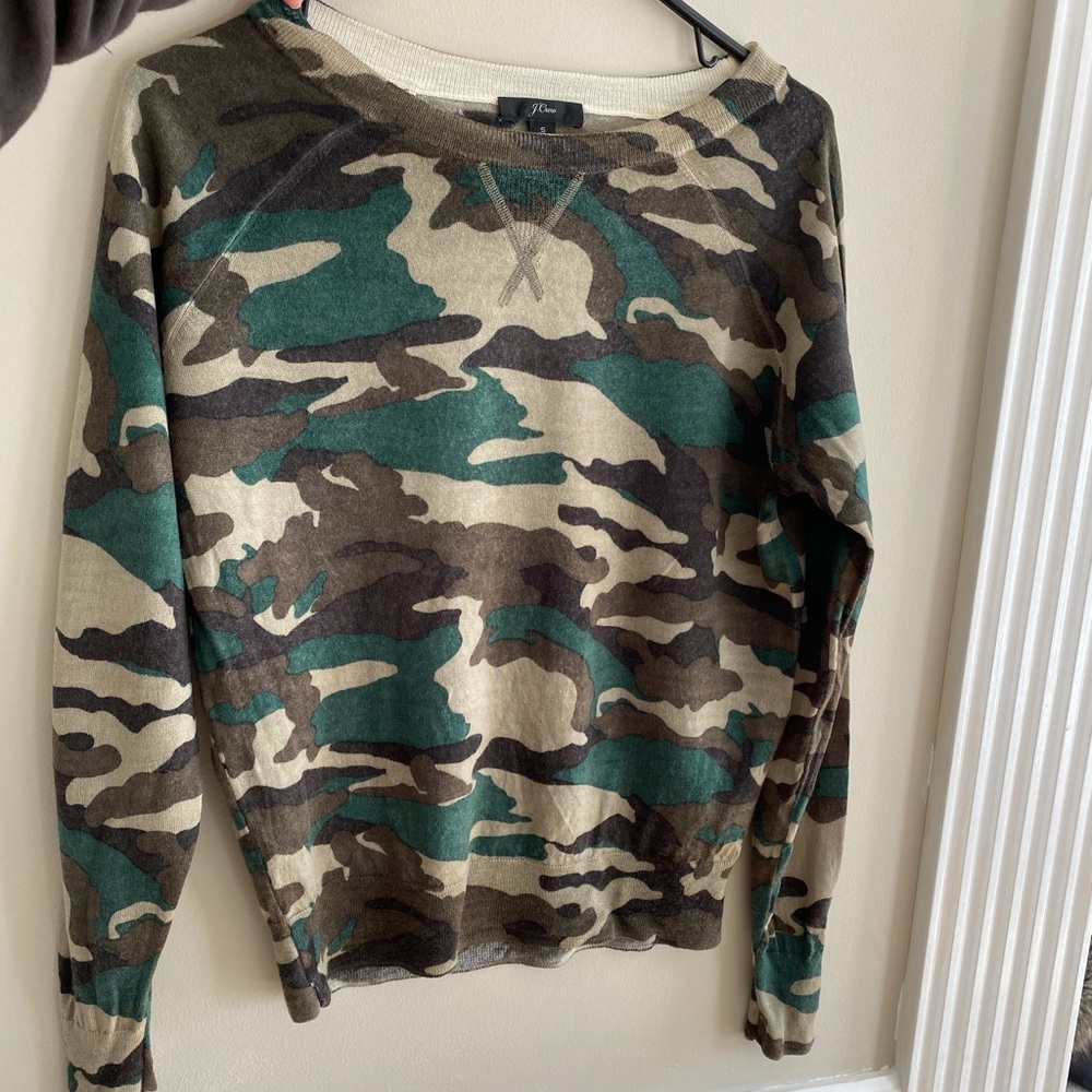 J crew camo merino wool sweater
